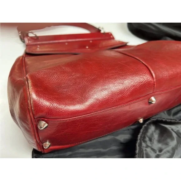 YSL TOM FORD SAINT LAUREN Red Cherry Vintage leather bag Sz L - Picture 6 of 12